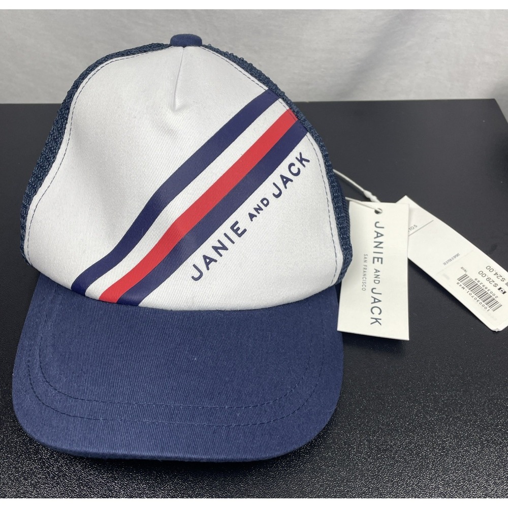 JANIE AND JACK Logo Baseball Cap Hat Toddler Sz 4T-5T Red White Blue USA